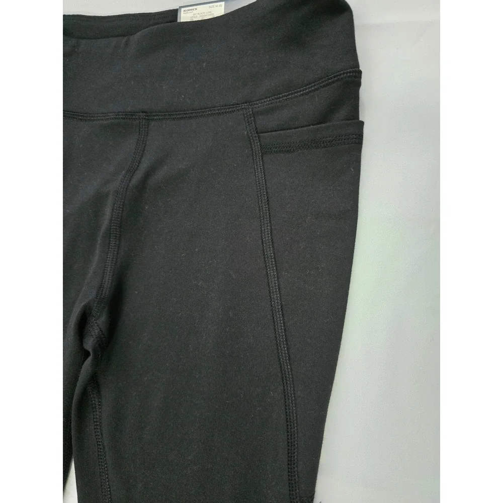 Tek Gear Girls Black Luxe Hi-Rise Perf Pocket Leggings Size M 8 NWT DG03A105RS